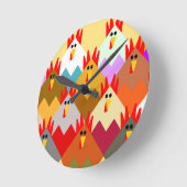 Quilt geïnspireerde kippen ronde klok (Hoek)