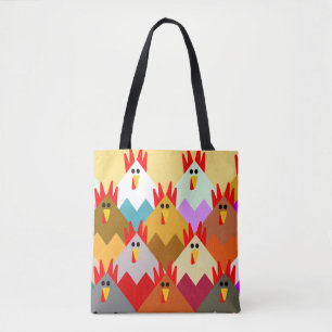 Quilt geïnspireerde kippen tote bag