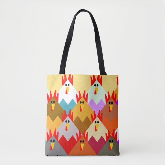 Quilt geïnspireerde kippen tote bag (Voorkant)