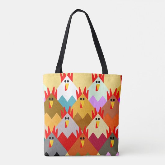 Quilt geïnspireerde kippen tote bag (Achterkant)
