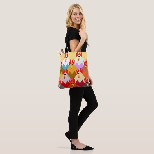 Quilt geïnspireerde kippen tote bag (Op model)