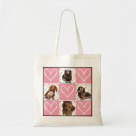 Quilt Hearts Patroon met Aangepaste Foto Collage Tote Bag