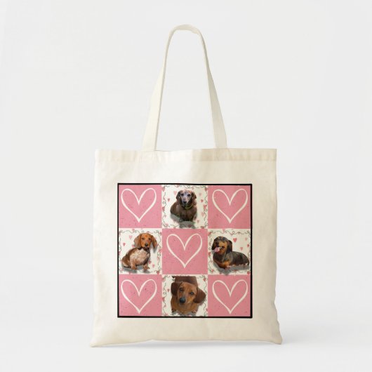 Quilt Hearts Patroon met aangepaste fotocollage Tote Bag (Voorkant)