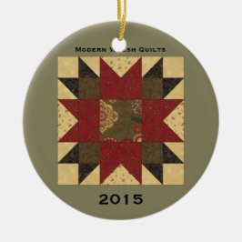 Quilt kerstbloem keramisch ornament