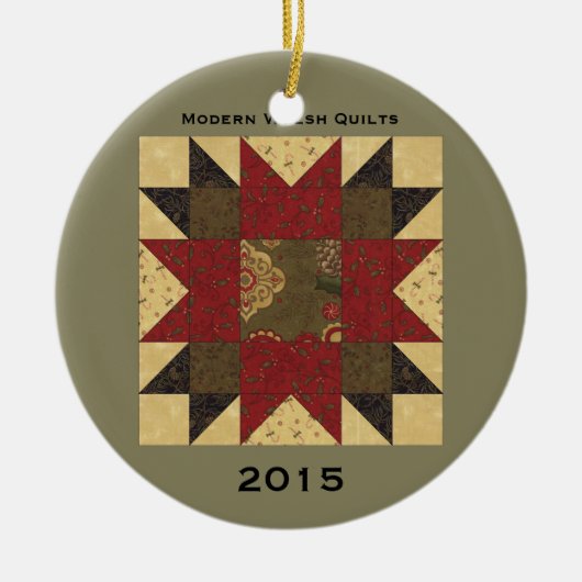 Quilt kerstbloem keramisch ornament (Voorkant)