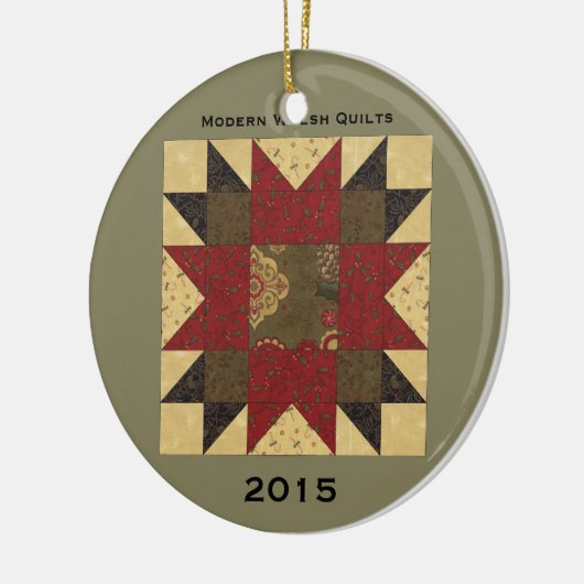 Quilt kerstbloem keramisch ornament (Links)