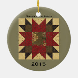 Quilt kerstbloem keramisch ornament