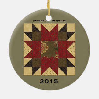 Quilt kerstbloem keramisch ornament