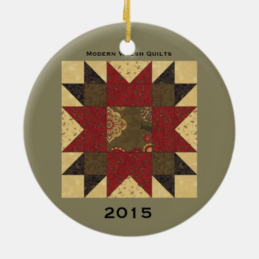 Quilt kerstbloem keramisch ornament (Achterkant)