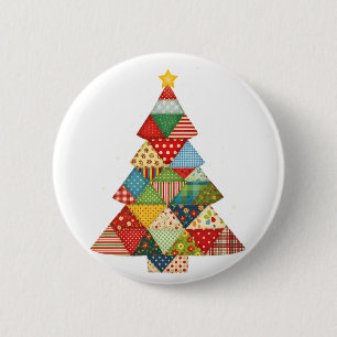 Quilt Kerstboom Festieve Quilt Liefhebbers Ronde Button 5,7 Cm