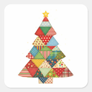 Quilt Kerstboom Festieve Quilt Liefhebbers  Vierkante Sticker