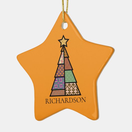 Quilt kerstboom met monogram keramisch ornament (Links)