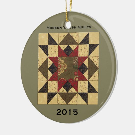 Quilt kerstster-versiering keramisch ornament (Links)
