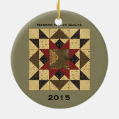 Quilt kerstster-versiering keramisch ornament (Achterkant)