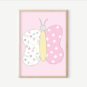 Quilt Kunstprint Set: Vlinder Roze Galerijmuur Poster