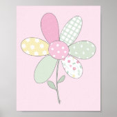 Quilt-kunstprintset: Bloem op roze achtergrond Poster (Voorkant)