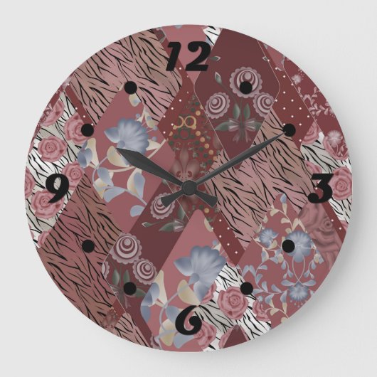  quilt, lappendeken grote klok (Voorkant)