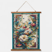 Quilt Look Bloemen Houten Bovenbedekte wandtapijt Hangend Wandkleed (Voorkant)