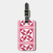 Quilt Look Pink Polka Dots Bagagelabel (Voorkant verticaal)