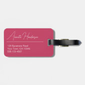 Quilt Look Pink Polka Dots Bagagelabel (Achterkant horizontaal)