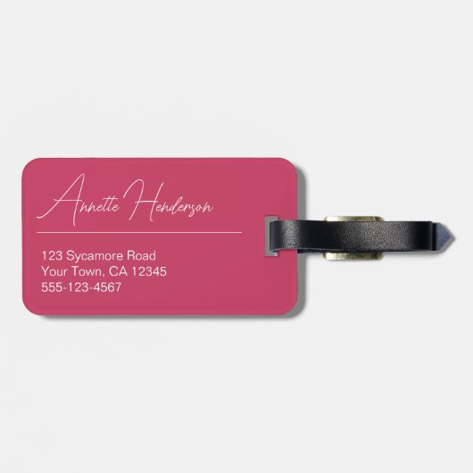 Quilt Look Pink Polka Dots Bagagelabel (Achterkant horizontaal)