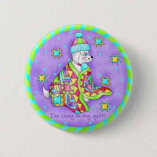 Quilt Lover Dog Button (Voorkant)