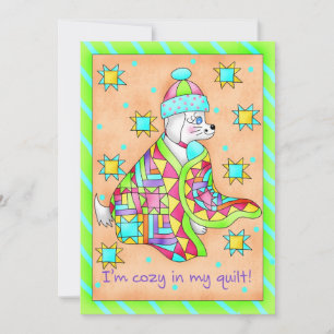 Quilt Lover Dog Invitation aanpasbaar Kaart