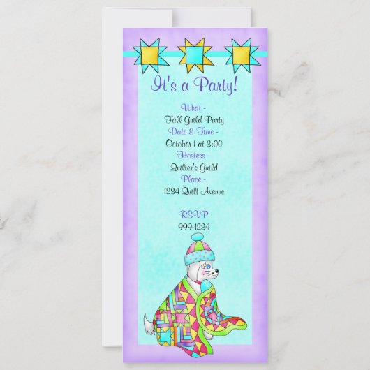 Quilt Lover Dog Invitation, aanpasbaar Kaart (Achterkant)