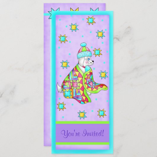 Quilt Lover Dog Invitation, aanpasbaar Kaart (Voorkant / Achterkant)