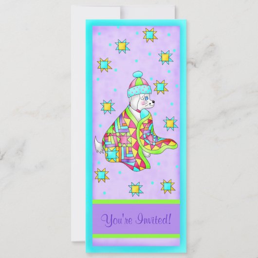 Quilt Lover Dog Invitation, aanpasbaar Kaart (Voorkant)