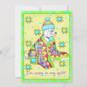 Quilt Lover Dog Invitation Kaart