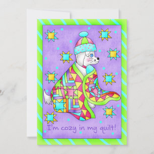 Quilt Lover Dog Invitation Kaart