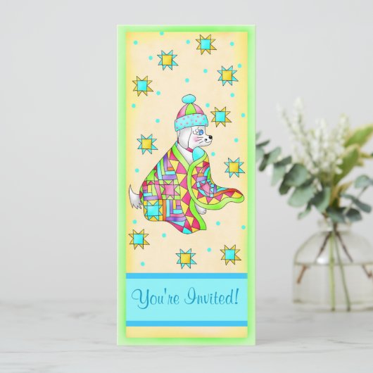 Quilt Lover Dog  uitnodiging (Staand voorkant)