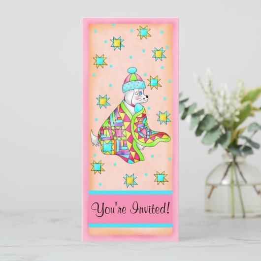 Quilt Lover Dog  uitnodiging (Staand voorkant)