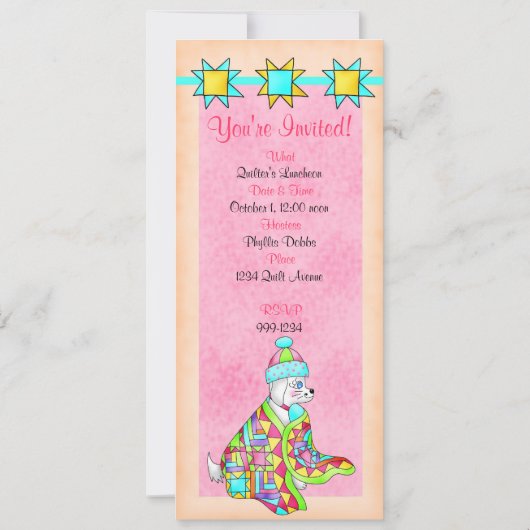 Quilt Lover Dog  uitnodiging (Achterkant)