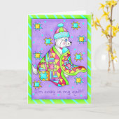 Quilt Lover Dog Wenskaart of Note Kaart (Gele Bloem)