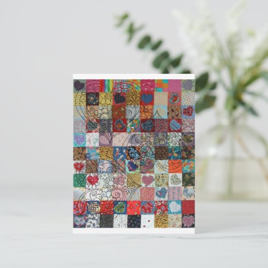 quilt met hart briefkaart (Staand voorkant)