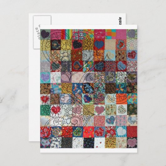 quilt met hart briefkaart (Voorkant / Achterkant)
