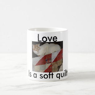 quilt met kat - Kopiëren, Liefde, is een zachte q Koffiemok