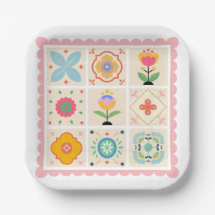 Quilt met Liefde Baby Shower Papieren Bordje