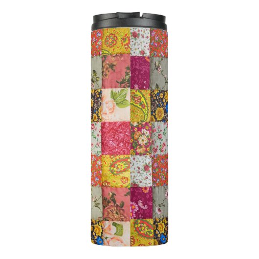 Quilt Monogram Naam Kleurrijk Thermosbeker (Achterkant)