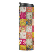 Quilt Monogram Naam Kleurrijk Thermosbeker (Geroteerd rechts)