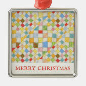 QUILT MOSAIC Premium Vierkant Ornament + Tekst (Voorkant)