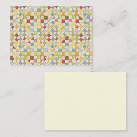 QUILT MOZAÏEK 3.5x2.5 Platte Kaart / Crème Horizon Notitiekaartje (Voorkant / Achterkant)