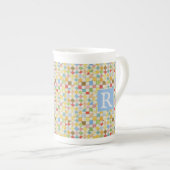 QUILT MOZAÏEK Bone China Mok + Tekst / Blauw (Voorkant rechts)