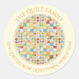 QUILT MOZAÏEK Grote ronde adreszegels / crème Sticker