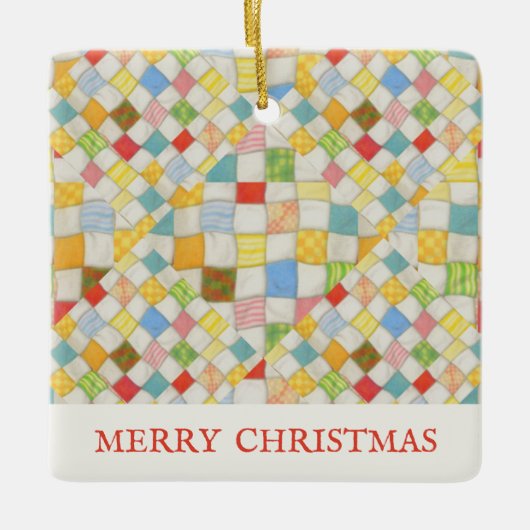 QUILT MOZAÏEK Keramiek Vierkant Ornament + Tekst (Voorkant)