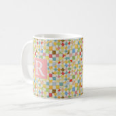 QUILT MOZAÏEK Witte mok + tekst / Roze (Voorkant links)