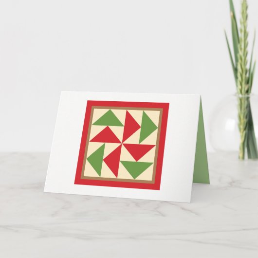 Quilt Note Cards - Nederlandse Puzzel (rood/groen) Feestdagen Kaart (Voorkant)