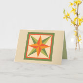 Quilt Note Kaart - Beveled Star (sinaasappel/groen (Gele Bloem)